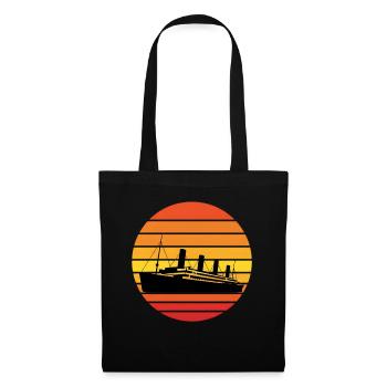 Vintage Titanic Ocean Liner Sunset Graphic - Tote Bag - black - Front