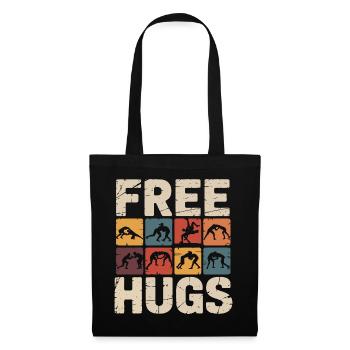 Étreinte de catcheur – Câlins gratuits, slogan rétro - Sac en tissu - noir - Devant
