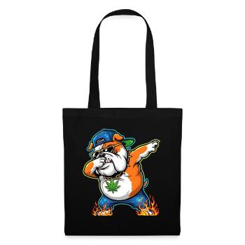 Dabbing Bulldog Streetart Cannabis Design - Stoffbeutel - Schwarz - Vorne