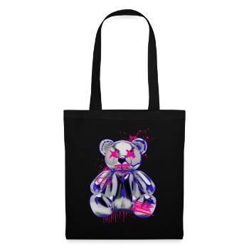 Gothic Teddy Bär mit Graffiti Neon Look - Stoffbeutel - Schwarz - Vorne