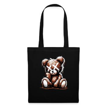 Broken Sad Teddy Graffiti Art - Stoffbeutel - Schwarz - Vorne