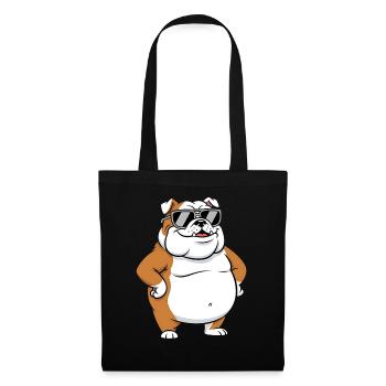 Sun Bulldog Sunglasses Fat Cool Dog - Tote Bag - black - Front