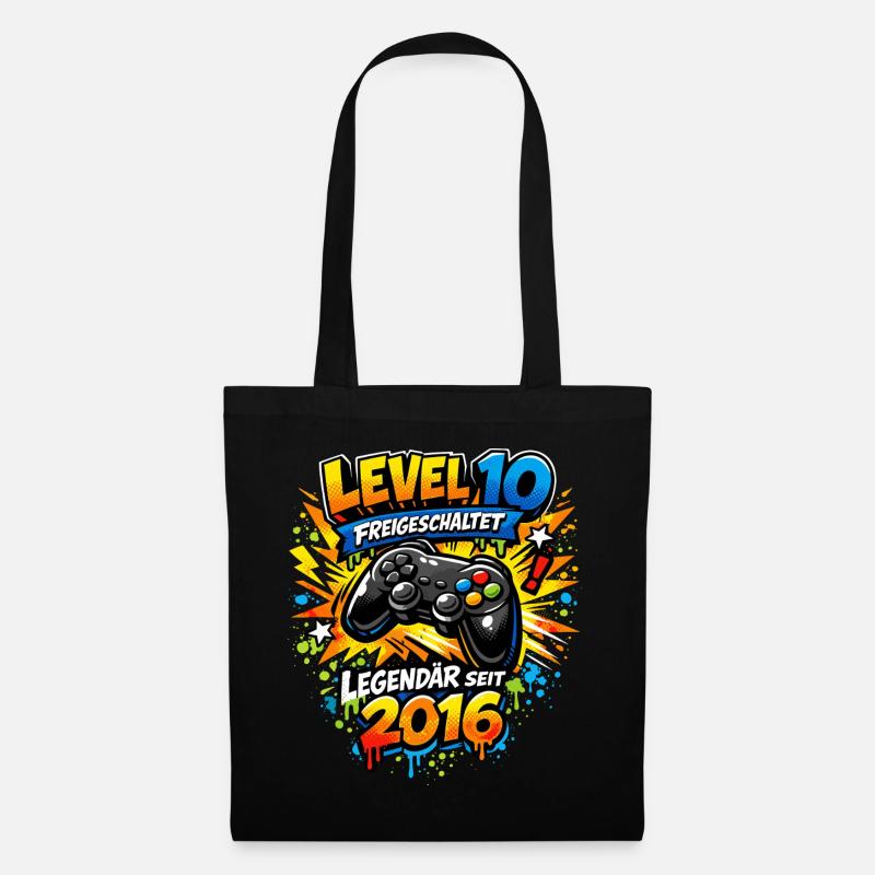 Level 10 Complete 2016 Geburtstag Junge Gamer Gesc - Stoffbeutel - Schwarz