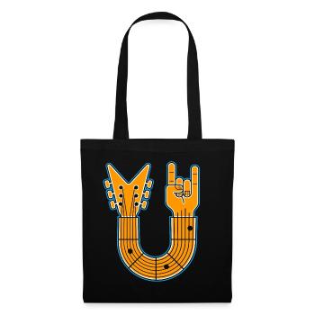 Guitare en U & Rock Hand - Sac en tissu - noir - Devant