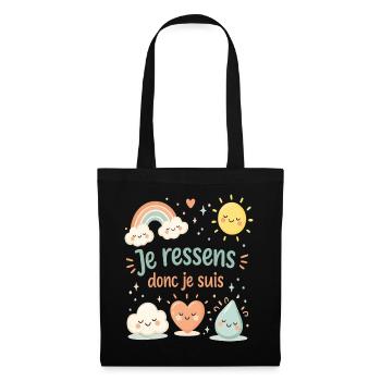 Je ressens donc je suis – T-shirt enfant émotions - Sac en tissu - noir - Devant