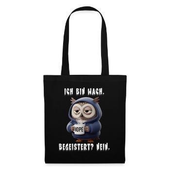 Sleepy Owl Hoodie NOPE Humor - Tote Bag - black - Front