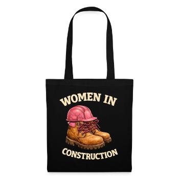 Women in Construction Work Boots and Construction Helmet - Tote Bag - black - Front