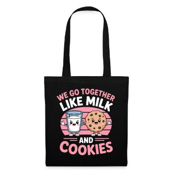Milk and Cookies Best Friends Kawaii Design - Tote Bag - black - Front