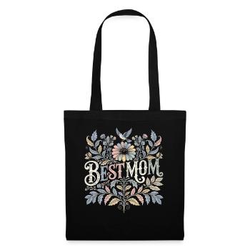 Meilleur cadeau de maman avec des fleurs pour la fête des mères - Sac en tissu - noir - Devant
