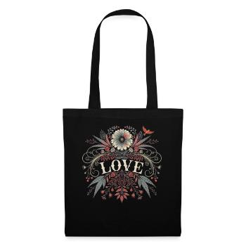 Love Flowers Motif Gift for Lovers Festival - Tote Bag - black - Front
