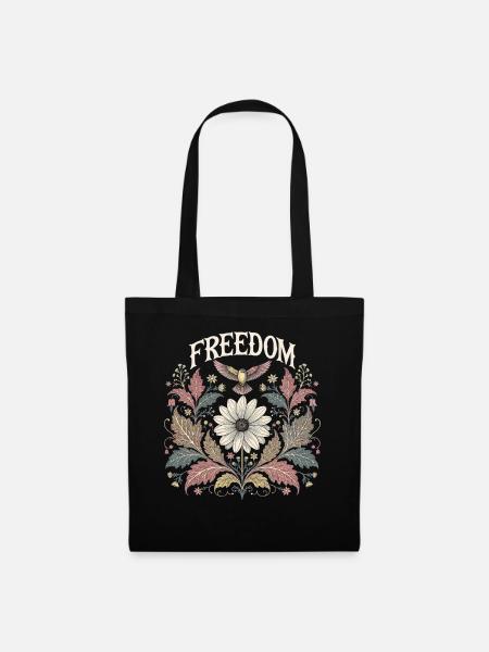 Freedom Blumen Vogel Festival Outfit - Stoffbeutel - Schwarz