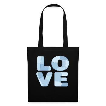 Motif d’amour en patchwork bleu pour enfants et bébés - Sac en tissu - noir - Devant
