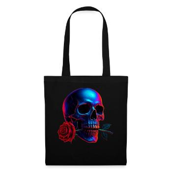 Skull Rose Dark Art Neon Skull Motif - Tote Bag - black - Front