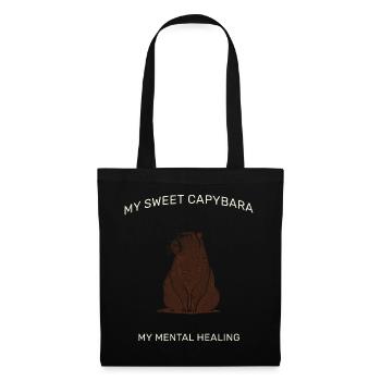 My Sweet Capybara – Aesthetic LineArt Design - Tote Bag - black - Front