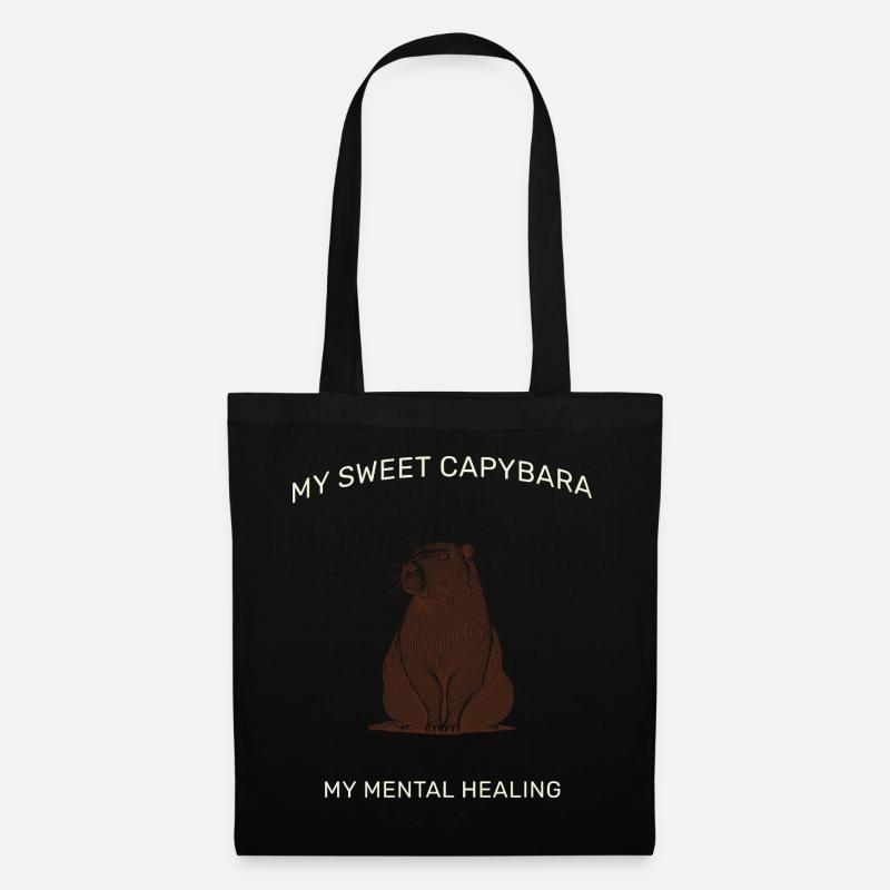 My Sweet Capybara – Aesthetic LineArt Design - Stoffbeutel - Schwarz