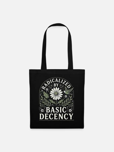 Radicalized by Basic Decency Vintage Blumen Design - Stoffbeutel - Schwarz