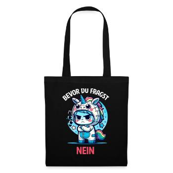 Bevor Du Fragst Nein Einhorn Design - Stoffbeutel - Schwarz - Vorne