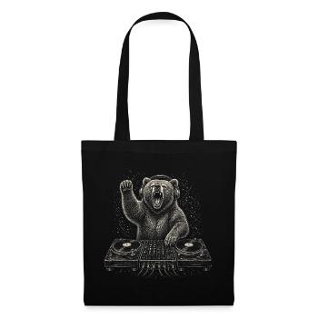 Wild Bear DJ Platine Techno Musique Cadeau - Sac en tissu - noir - Devant