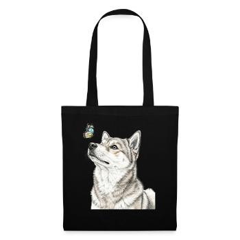 Shiba Inu dog looking at butterfly - Tote Bag - black - Front