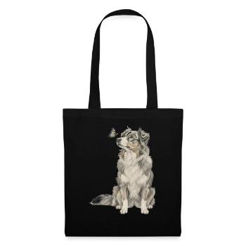 Australian Shepherd Banksy Style Dog Motif - Tote Bag - black - Front