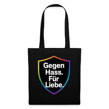Gegen Hass Für Liebe Schild Design - Stoffbeutel - Schwarz - Vorne