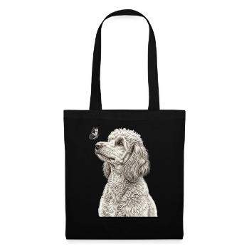 Banksy Style Poodle Dogs Butterfly Vintage - Tote Bag - black - Front