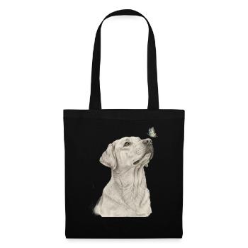 Labrador avec motif de chien papillon - Sac en tissu - noir - Devant