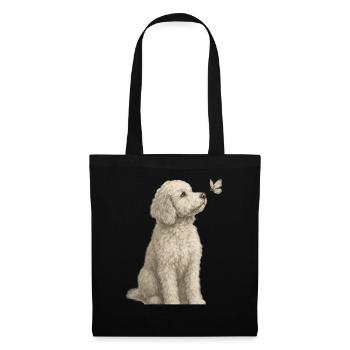 Motif de caniche avec chiens papillons - Sac en tissu - noir - Devant