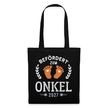 Befördert zum Onkel 2027 Cooler Onkel - Stoffbeutel - Schwarz - Vorne