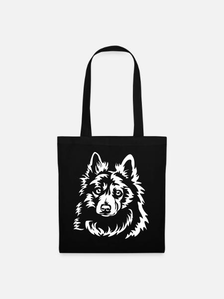 Dänischer Spitz Kopf "Black Edition" - Stoffbeutel - Schwarz