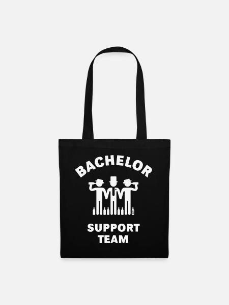 Junggesellen-Support-Team (Bräutigam / Junggesellenabschied / Weiß) - Stoffbeutel - Schwarz