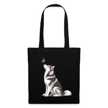 4. Cadeau de husky sibérien pour propriétaires de chiens - Sac en tissu - noir - Devant