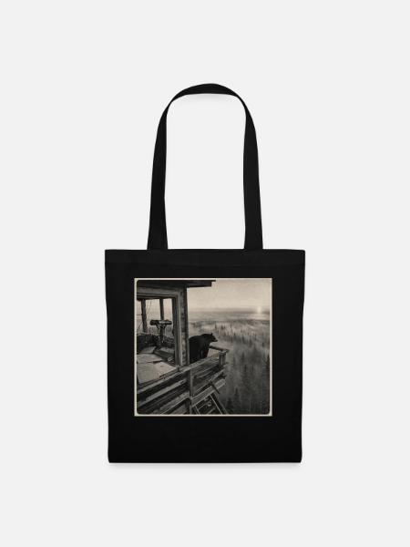 Forêt de brouillard d’ours de la faune Crime animal vintage - Sac en tissu - noir