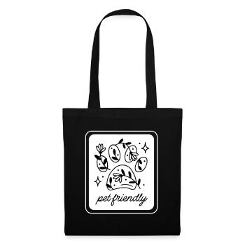 Patte fleurie acceptant les animaux de compagnie - Sac en tissu - noir - Devant