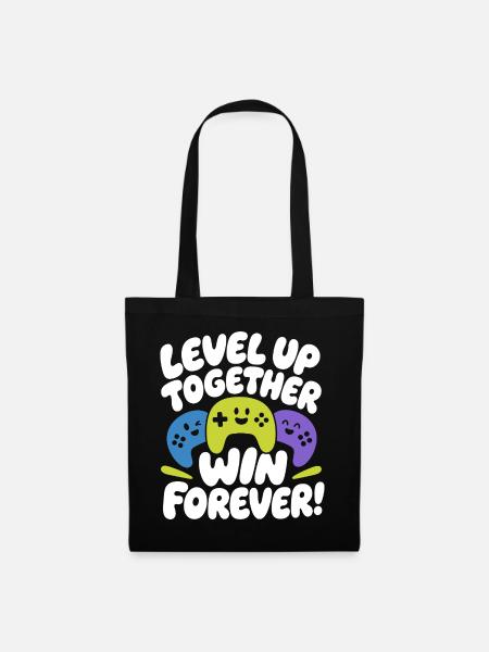 Level Up Together Win Forever - Stoffbeutel - Schwarz