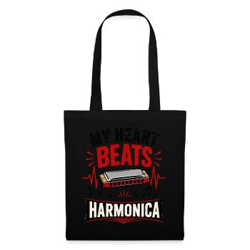 Instrument Harmonica Musique Battement de cœur - Sac en tissu - noir - Devant