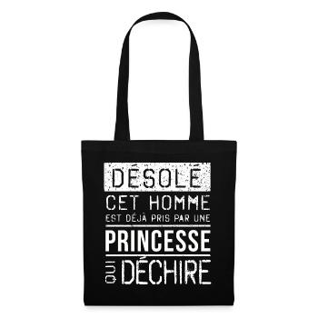 Desole Cet Homme Est Deja Pris Par Une Princess... - Sac en tissu - noir - Devant