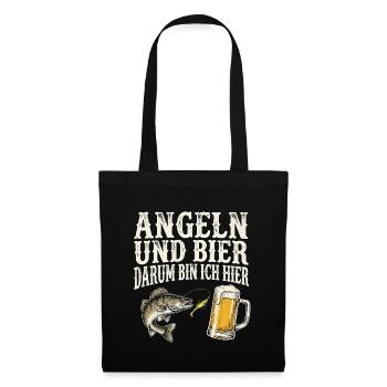 Zander Angeln Und Bier - Stoffbeutel - Schwarz - Vorne