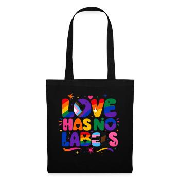 Love Has No Labels Regenbogen Pride Spruch - Stoffbeutel - Schwarz - Vorne