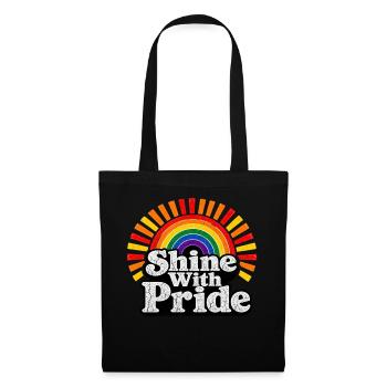 Shine With Pride LGBTQ Statement Retro Motiv - Stoffbeutel - Schwarz - Vorne