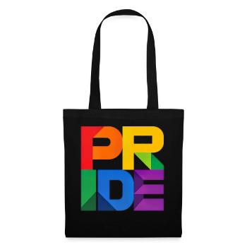 Pride Modern Block Design Regenbogen Schriftzug - Stoffbeutel - Schwarz - Vorne