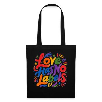 Love Has No Labels für Pride Fans Tshirt Aufkleber - Stoffbeutel - Schwarz - Vorne