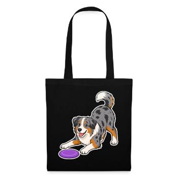 Australian Shepherd with purple Frisbee - Tote Bag - black - Front