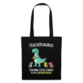 Teachersaurus Teacher Humor with Little Dinosaur - Tote Bag - black - Front