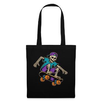 Skeleton Skater Halloween Vintage T-Shirt Motif - Tote Bag - black - Front