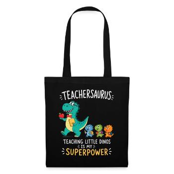Teachersaurus Teacher Humor with Little Dinosaur - Tote Bag - black - Front