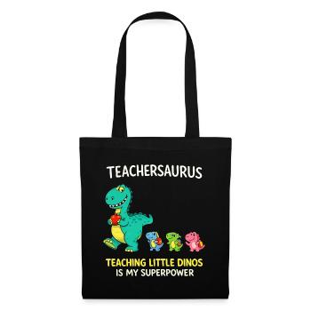 Teachersaurus Teacher Humor with Little Dinosaur - Tote Bag - black - Front