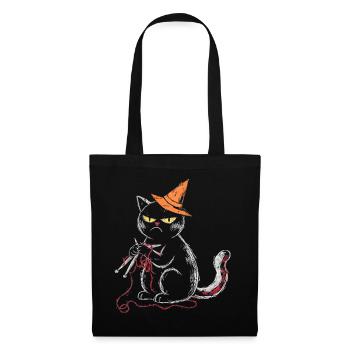 Schwarze Mürrische Katze Stricken Hexenhut T-Shirt - Sac en tissu - noir - Devant