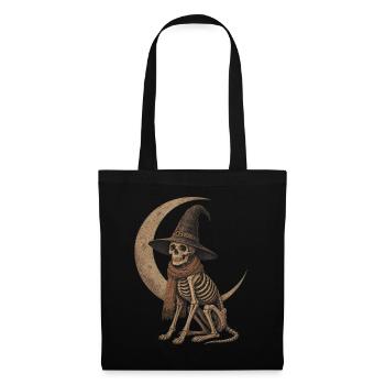 Skeleton Dog Witch Moon Hoodie Halloween Decoration - Tote Bag - black - Front