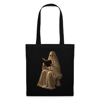 Ghost Reads Book Toilet Hoodie Halloween Retro - Tote Bag - black - Front